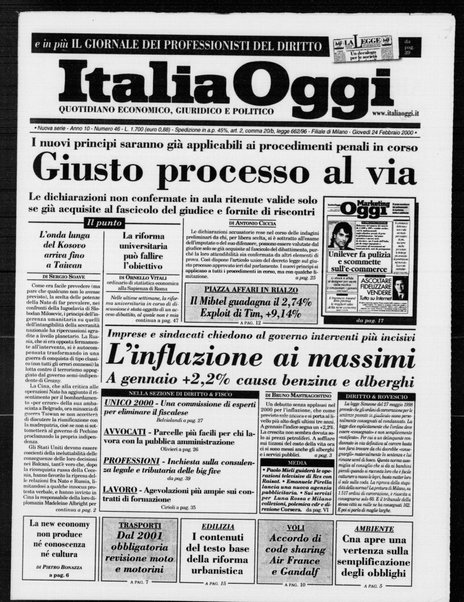 Italia oggi : quotidiano di economia finanza e politica